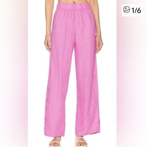 Essentials Pink Women's Relaxed Linen Trousers